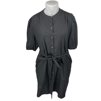 Gap Womens Black Short Sleeve Button Down Tie Waist Midi Shirt Dress Size XXL