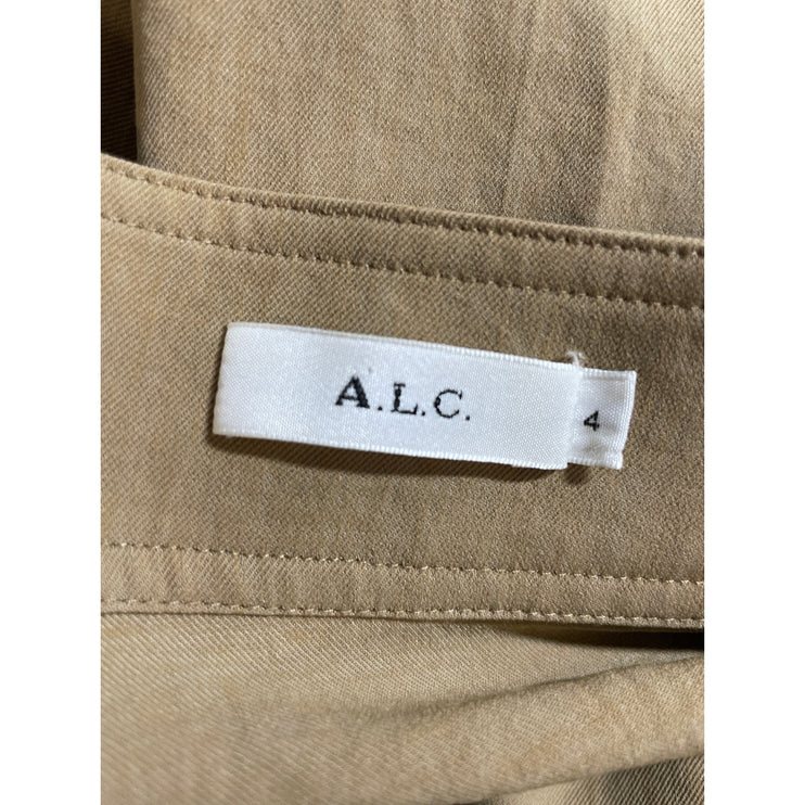 A.L.C. Pierre Womens Khaki Ruffled Belted High Rise Midi High Low A-Line Skirt 4