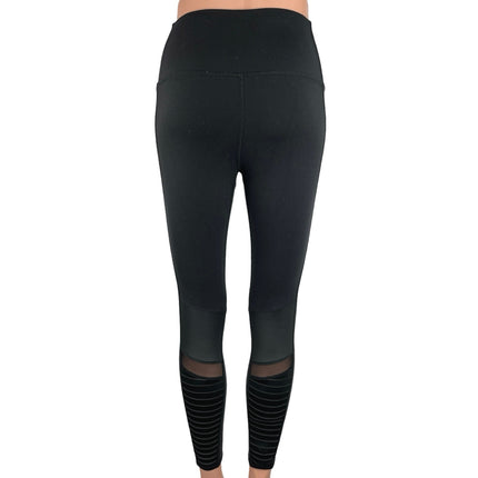 Alo Yoga Moto Black High Waist Mesh Panels Stretch Ankle Cropped Moto Leggings Size S