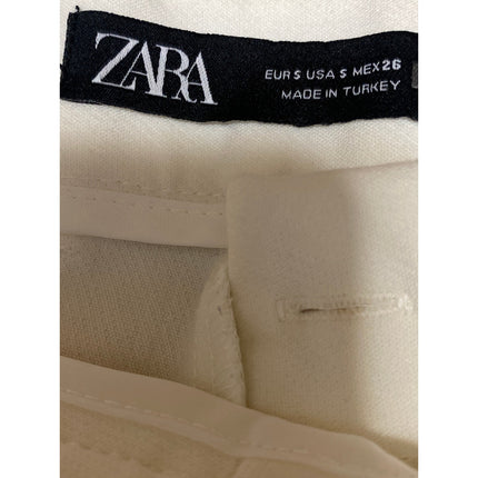 ZARA Women's White Pleated High Waist Wide Leg Tailored Bermuda Shorts Size S