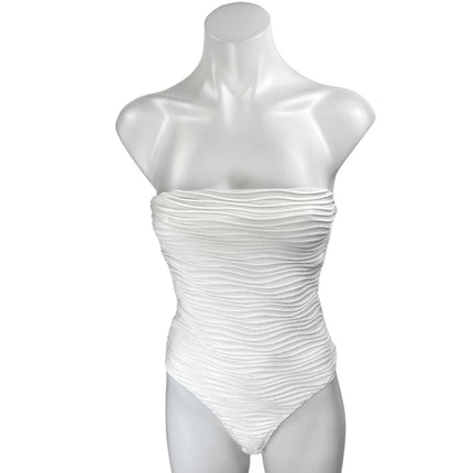 Princess Polly White Textured Strapless Sleeveless Bandeau Bodysuit Tube Top 2