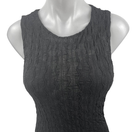 Isalis Black Textured Cable Knit Sleeveless Stretch Midi Bodycon Tank Dress Sz S