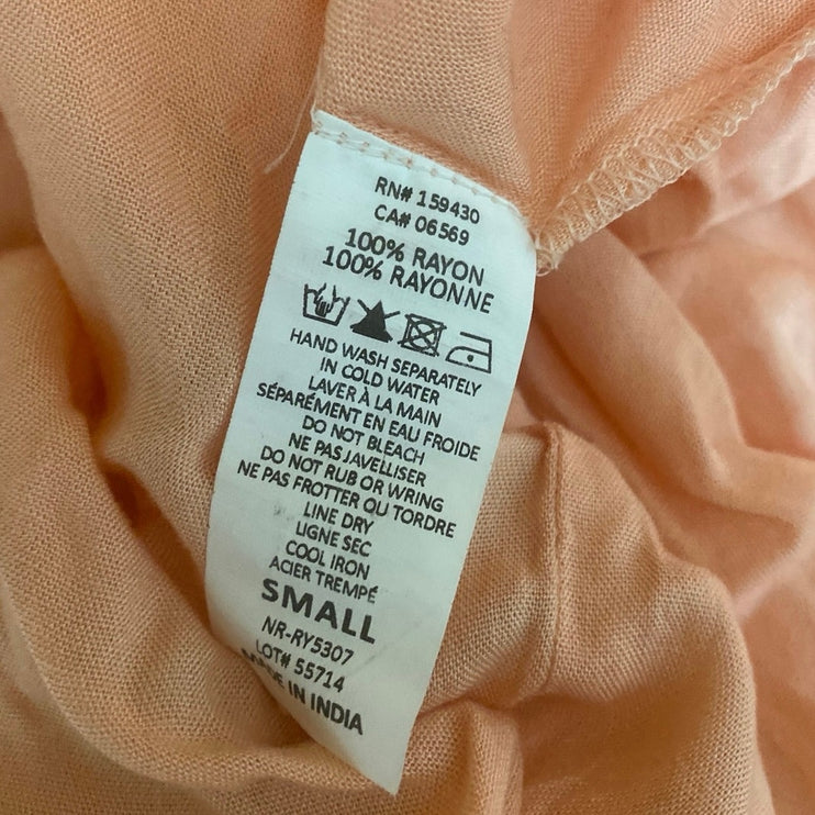 NEW Elan Peach Handkerchief Sleeveless Asymmetrical Cami Tank Slip Midi Dress S