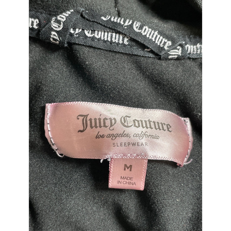 Juicy Couture Women's Black Rhinestone Long Sleeve Tie Sleepwear Robe Size M