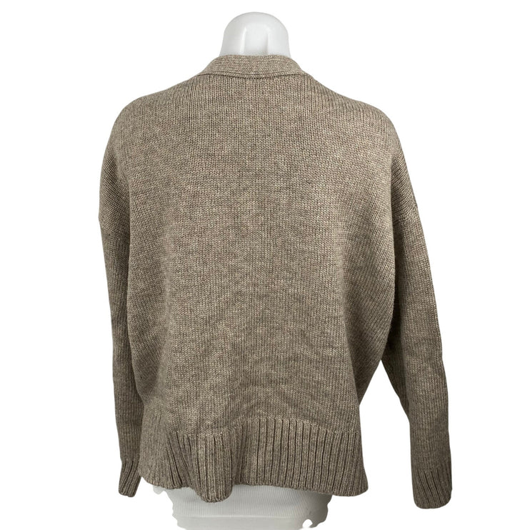 The Drop Brigitte Brown Chunky Long Sleeve Button Down Cardigan Sweater Top Sz M