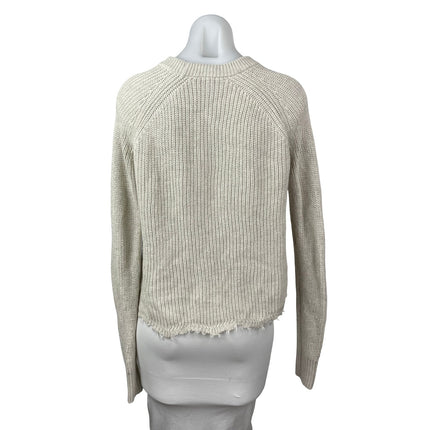 Cotton by Autumn Cashmere Beige Distressed Long Sleeve Sweatshirt Sweater Top XS
