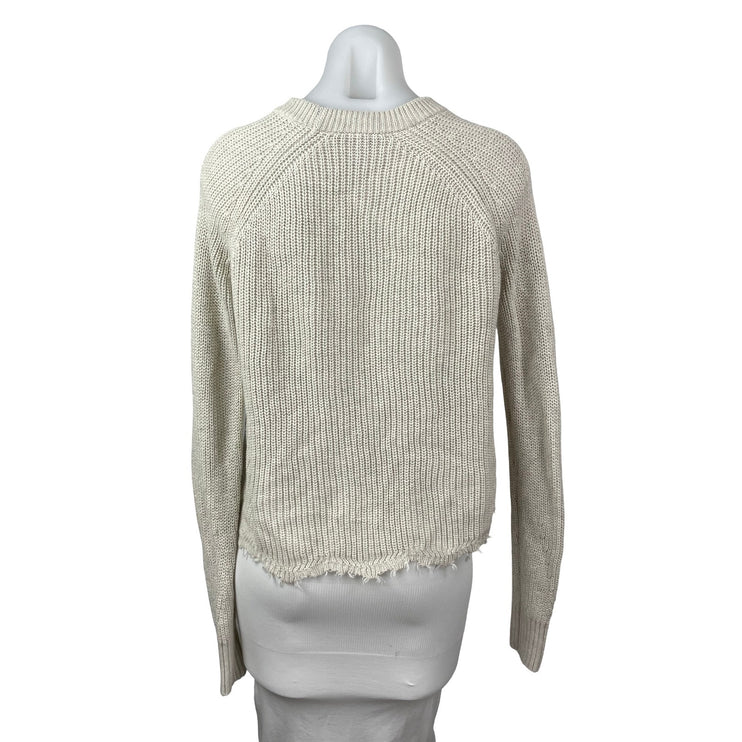 Cotton by Autumn Cashmere Beige Distressed Long Sleeve Sweatshirt Sweater Top XS