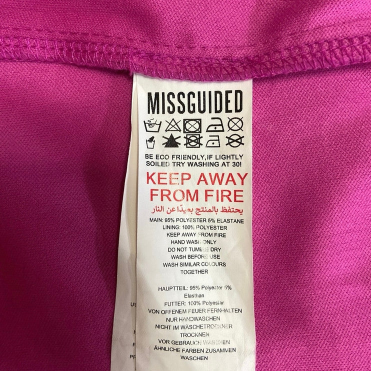 Missguided Pink Satin Square Neck Zip Up Strap Cropped Corset Tank Top Size 6