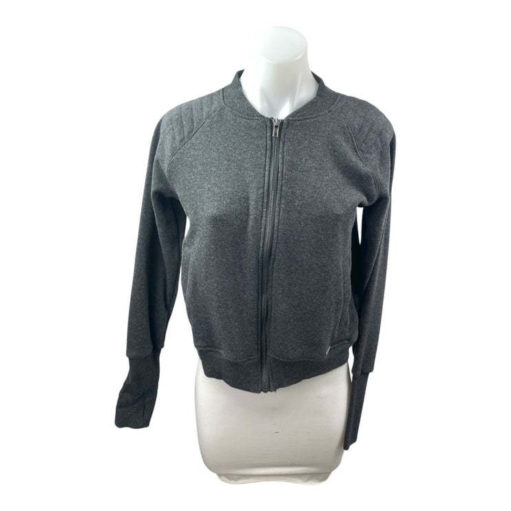 Mondetta Women's Gray Fleece Activewear Sweater Sweatshirt Bomber Coat Jacket S