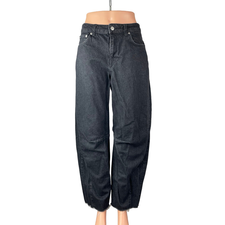 NA-KD Women's Black High Waisted Baggy Barrel Wide Leg Denim Jeans Size 36