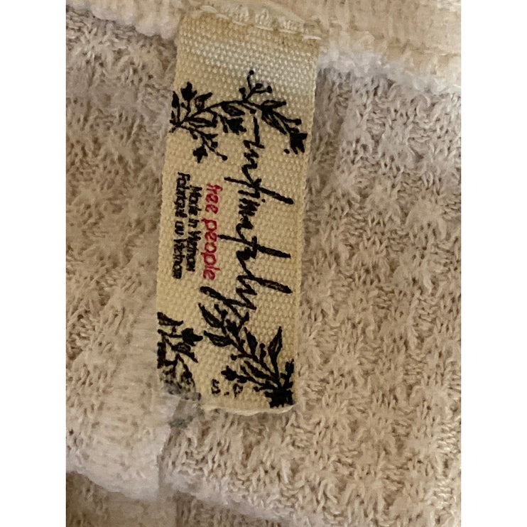 Free People Intimately Women's White Waffle Knit Long Sleeve Henley T Shrt Top S