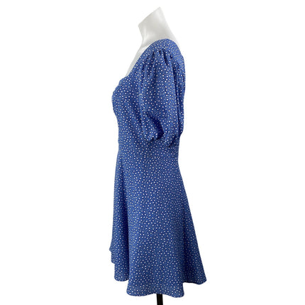 French Connection Blue Floral Short Puff Sleeve Fit & Flare Mini Dress Size 6