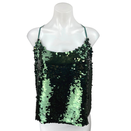 NEW J.Crew Women's Green Sequin Sleeveless Cami Camisole Crop Tank Top Size L