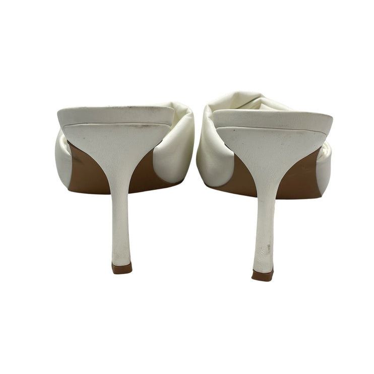 Dream Pairs Women's White Square Toe Leather Stiletto Heels Sandals Size 7.5