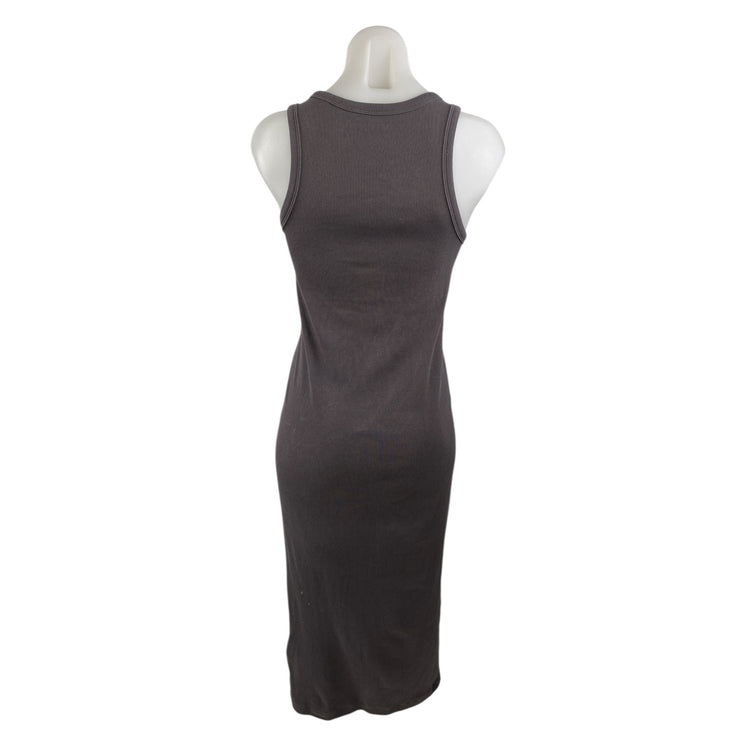 Cos Women's Brown  Ribbed Knit Crew Neck Sleeveless Midi Tank Bodycon Dress Sz S