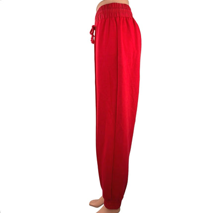 Zara Women's Red High Rise Drawstring Stretch Athletic Jogger Trouser Pants Sz M