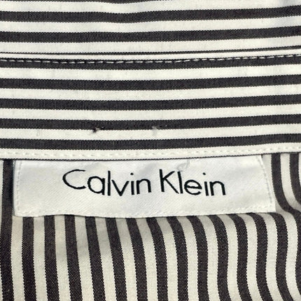 Calvin Klein Women's Black White Gray Striped Long Sleeve Button Down Shirt M/L