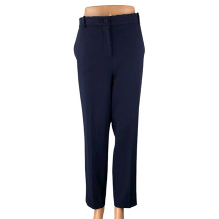 J.Crew Cameron Women's Navy Blue High Rise Straight Trousers Dress Pants Size 14