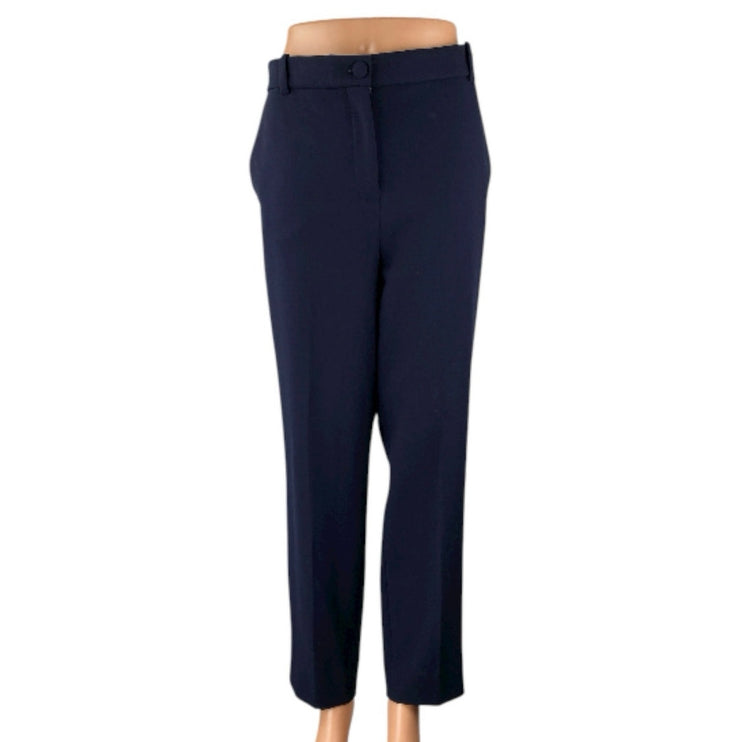 J.Crew Cameron Women's Navy Blue High Rise Straight Trousers Dress Pants Size 14