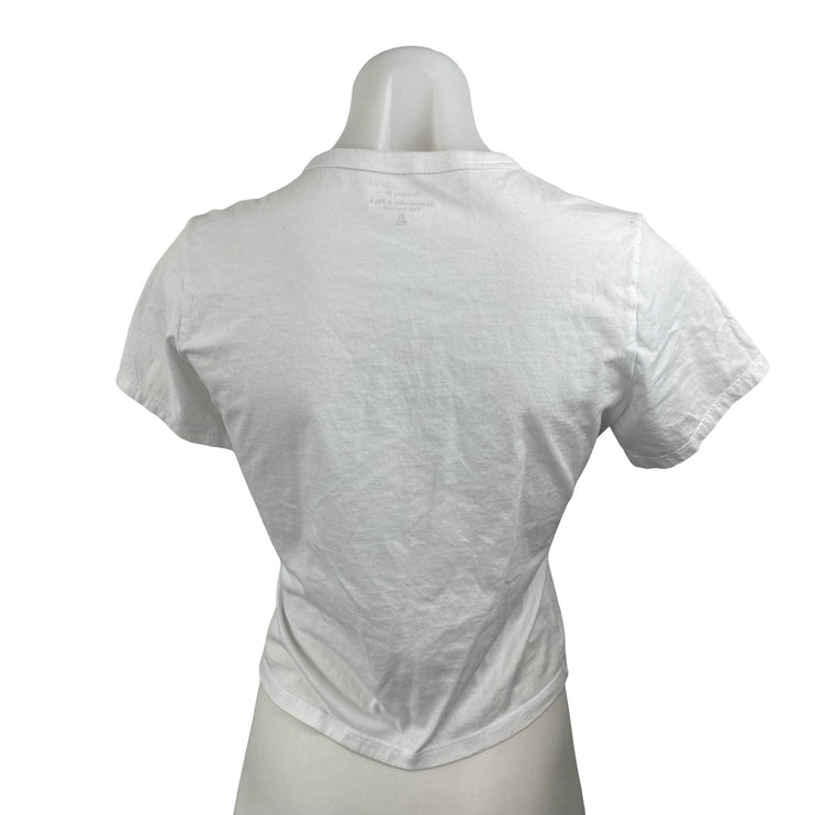 Abercrombie & Fitch Women's Skimming Bows Graphic Crop Baby Tee T-Shirt Top XS