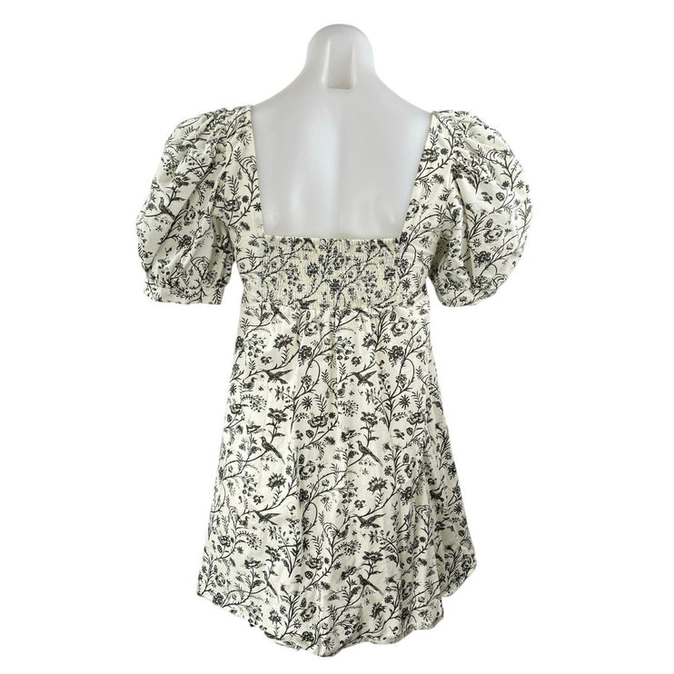Urban Outfitters X Laura Ashley Penelope Black White Babydoll Mini Dress Size XS
