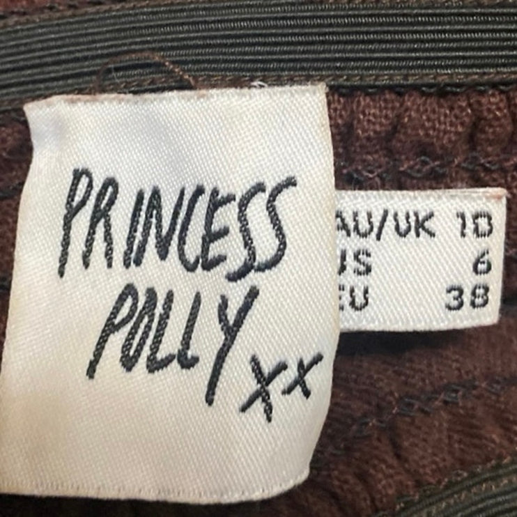 Princess Polly Brown Strapless Sleeveless Smocked Bandeau Tube Romper Shorts 6