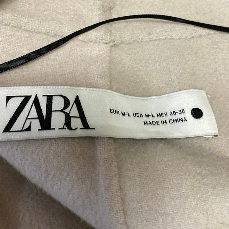 Zara Women's Beige Sleeveless Belted Pocket Long Trench Coat Jacket Size M/L