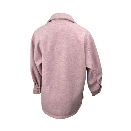 H&M Women's Pink Marled Collared Long Sleeve Button Down Shacket Coat Jacket XS