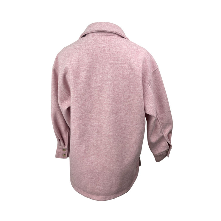 H&M Women's Pink Marled Collared Long Sleeve Button Down Shacket Coat Jacket XS