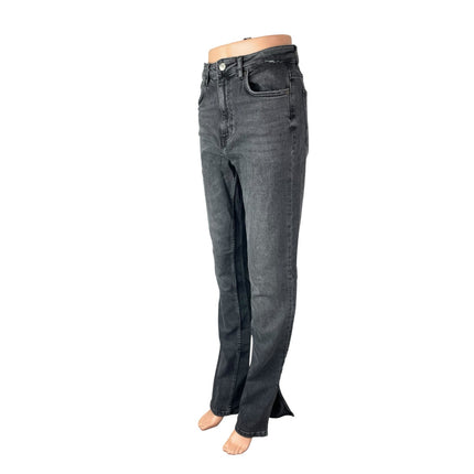 Zara Women's Black Washed High Waisted Slim Straight Leg Denim Jeans Size 6