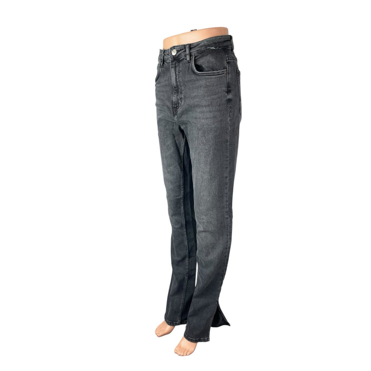 Zara Women's Black Washed High Waisted Slim Straight Leg Denim Jeans Size 6