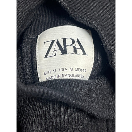 Zara Women's Black Ribbed Knit Turtleneck Long Sleeve Cozy Sweater Top Size M
