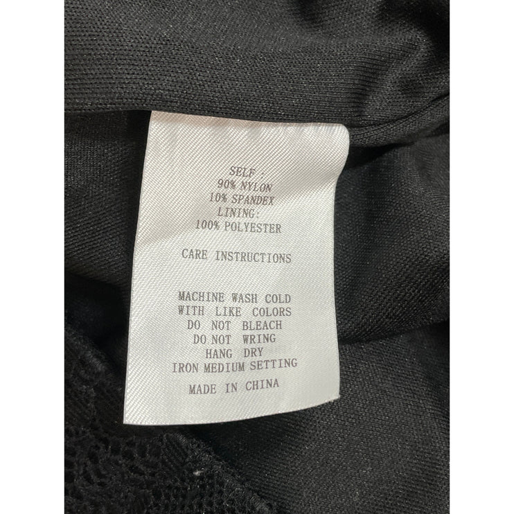 12Th Tribe Women's Black Mesh Sheer Floral Lace Flared Trousers Pants Size XS