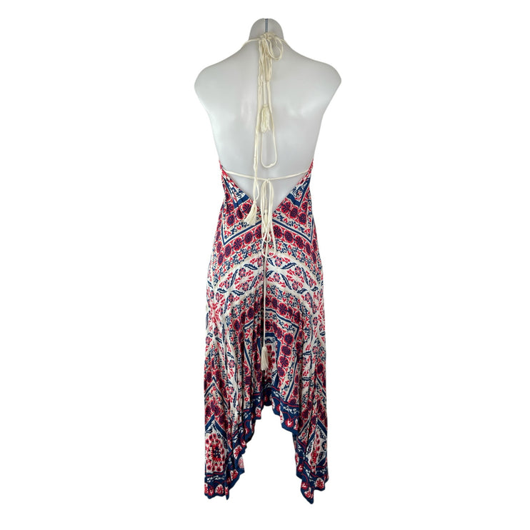 Flying Tomato Multicolor Sleeveless Halter Bohemian Summer Maxi A-Line Dress M