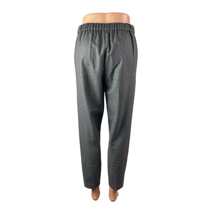 Theory Women's Gray Wool High Elastic Waist Straight Pull On Trousers Pants S/P