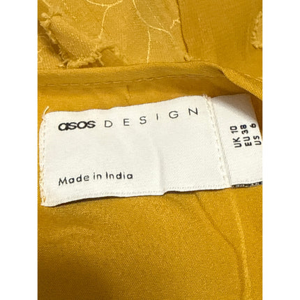 NEW Asos Mustard Yellow High Neck Long Puff Sleeve Fit & Flare Mini Dress Size 6