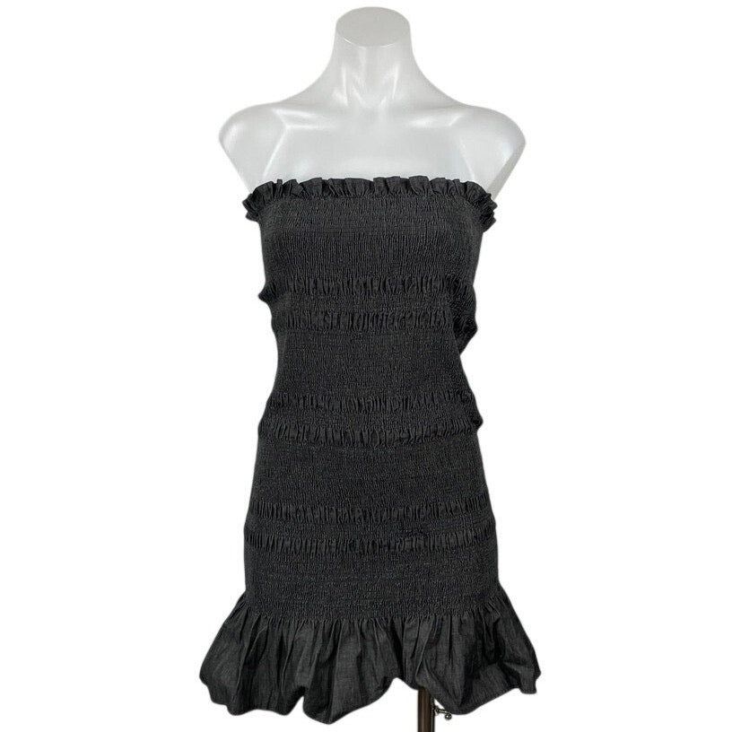 Know One Cares Black Strapless Tube Bandeau Smocked Ruffle Mini Bodycon Dress S Know One Cares Black Strapless Tube Bandeau Smocked Ruffle Mini Bodycon Dress S