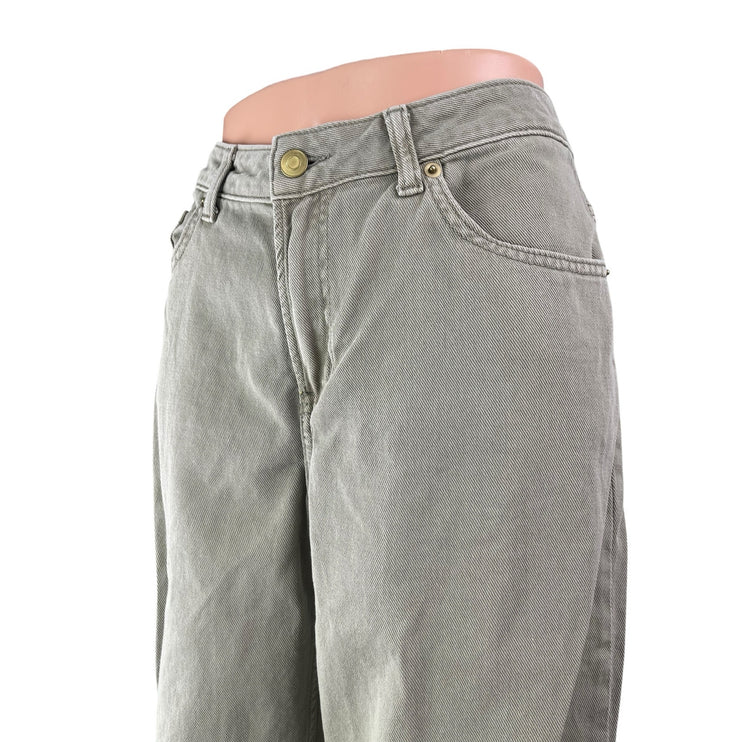 H&M Divided Women's Green High Waisted Baggy Wide Leg Denim Jeans Pants Size 8