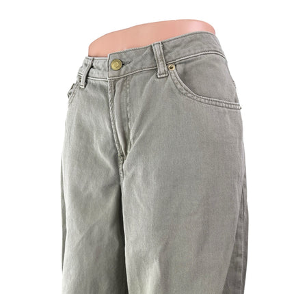 H&M Divided Women's Green High Waisted Baggy Wide Leg Denim Jeans Pants Size 8