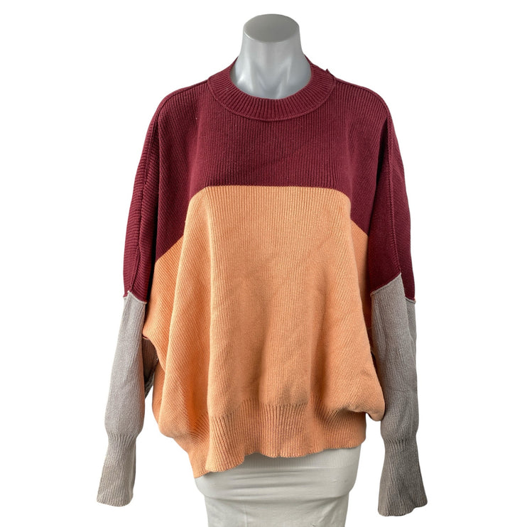 Free People Easy Street Multicolor Color Block Dolman Sleeve Tunic Sweater Top M