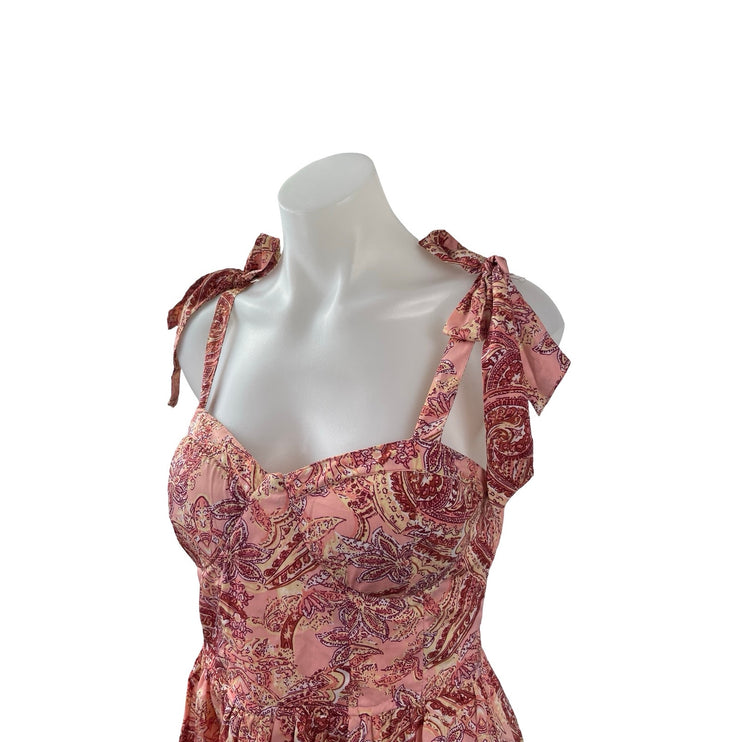 BOG Collection Pink Coral Floral Paisley Bustier Fit & Flare Mini Dress Size M