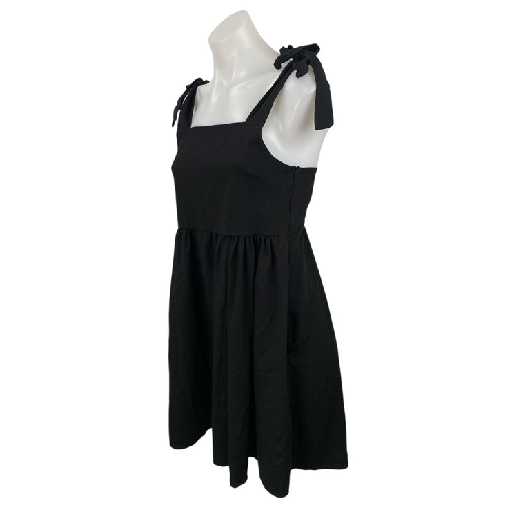 Clarisbelle Women's Black Tie Strap sleeveless Mini Tank Flare A-Line Dress Sz S