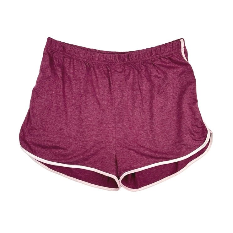 Women's Purple High Rise Elastic Waist Athletic Fitness Mini Shorts Size XL