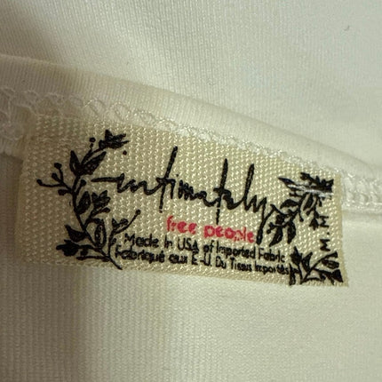 Free People Intimately White Short Sleeve Square Neck T Shirt Bodysuit Top Sz M