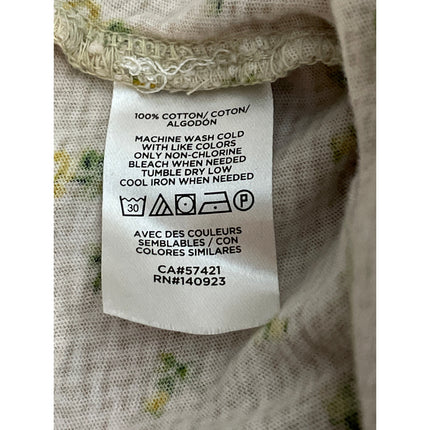 Loft Women's Beige Floral Crew Neck Short Sleeve Crop Basic Tee T-Shirt Top Sz M