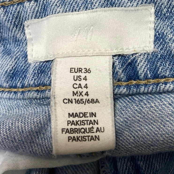 H&M Women's Blue Light Wash High Waisted Baggy Wide Leg Denim Jeans Size 4