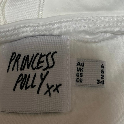 Princess Polly White Sleeveless Strapless Tube Bandeau Ruched Blouse Top Size 2