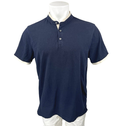 Banana Republic Core Temp Men's Blue Short Sleeve Button Henley Shirt Polo Top L