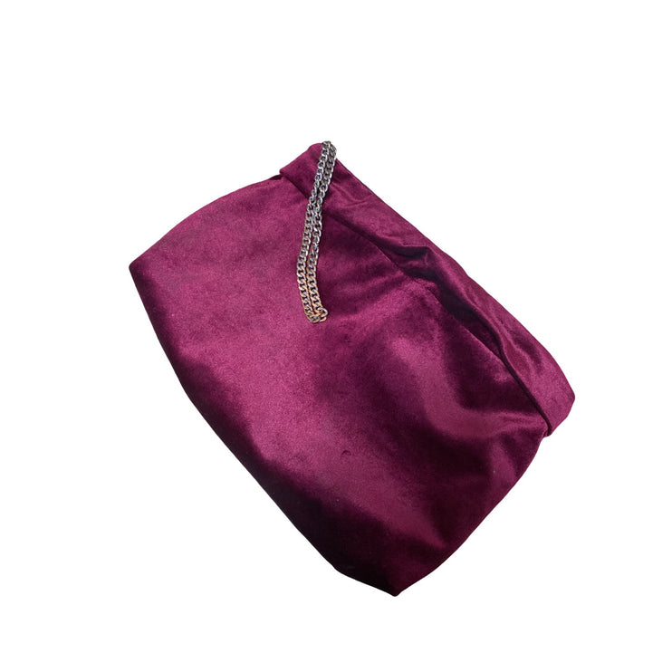 Zara Women's Purple Magenta Velvet Velour Cosmetic Pouch Purse Clutch Bag OS