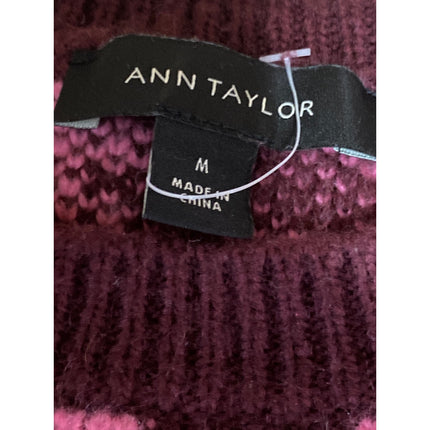 Ann Taylor Pink Zebra Animal Print Tiger Long Sleeve Knit Sweater Top Size M
